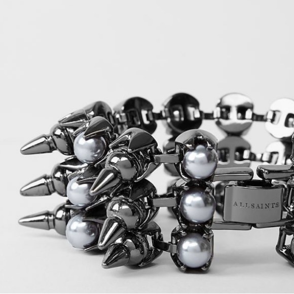 All Saints Jewelry - All Saints Haematite Drexel Spike Pearl Bracelet Haematite 8.25”